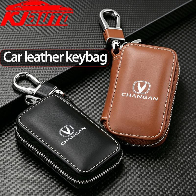 Capa Protetora Para Chave De Carro De Couro ChangAn Com Chaveiro CS35 CS55 Plus UNI-K Unik CS75 CS85 Alvin Deepal Acessó