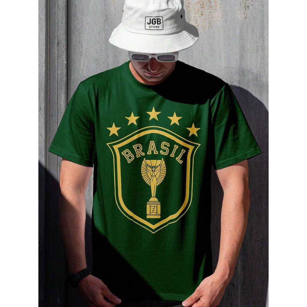 Camiseta Copa Do Mundo Brasil Futebol 100% Algodão Unissex Camisa Masculino Feminino Copa Mundo