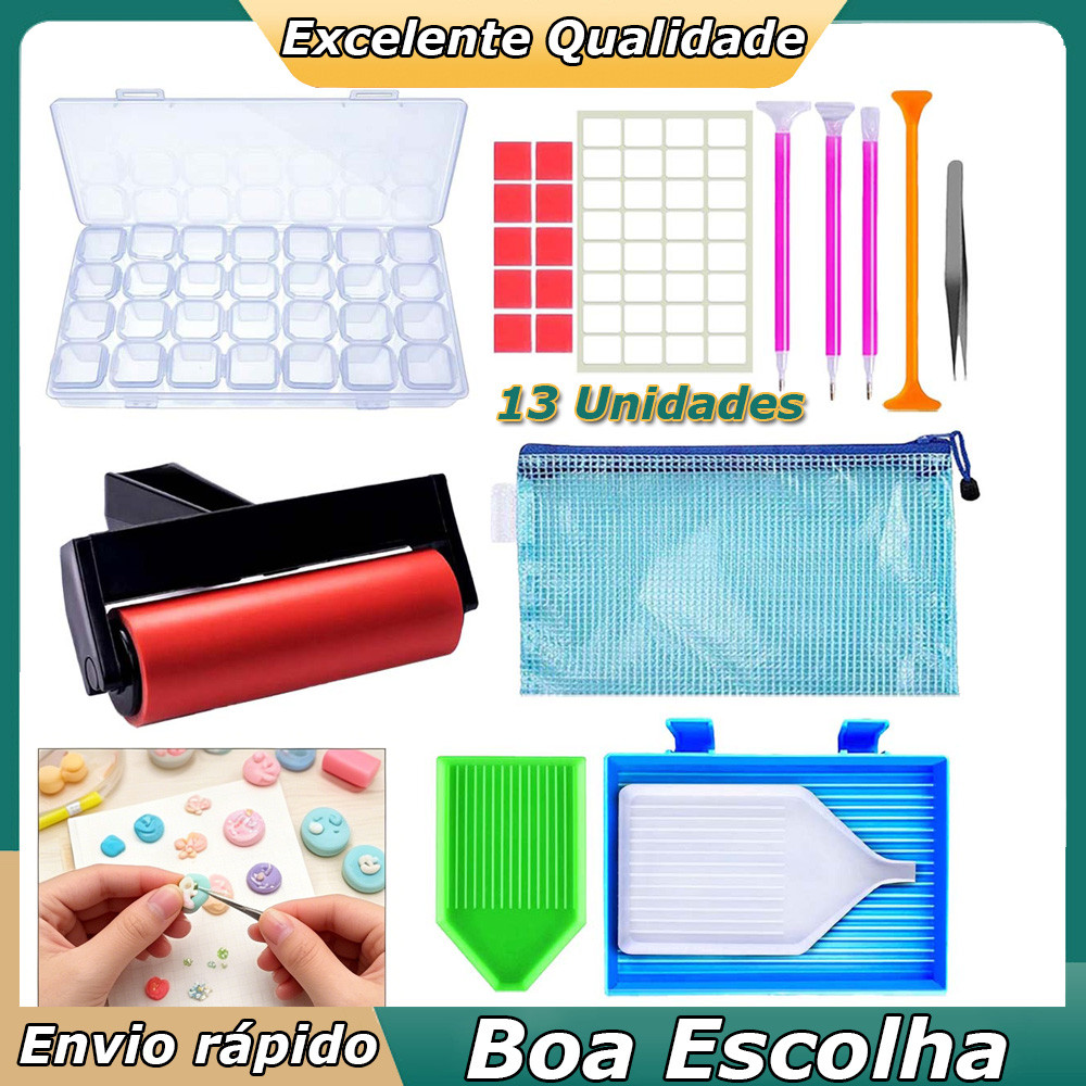 Kit de pintura de arte de diamante conjunto de ferramentas DIY com canetas bandejas pinças de diamante e armazenamento