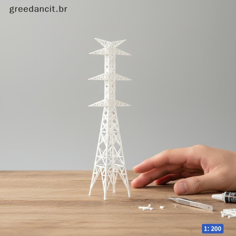 Torre De Energia Elétrica De Alta Tensão ABS Modelo 1 : 100 1 : 200 Poste Utilitário Em Miniatura Para De Cena Ferroviár