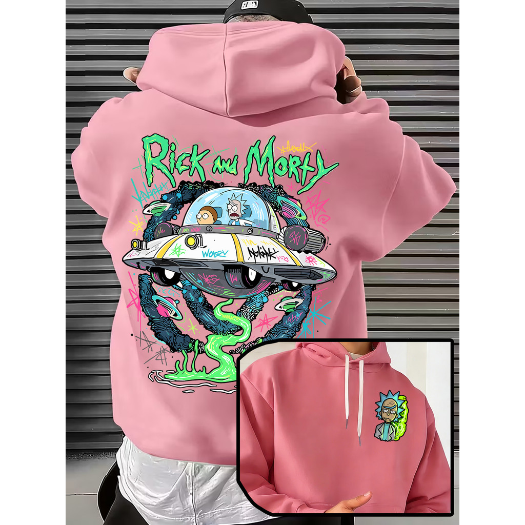 Moletom canguru Estampado Rick and Morty blusa de frio casaco Flanelado algodão Premium