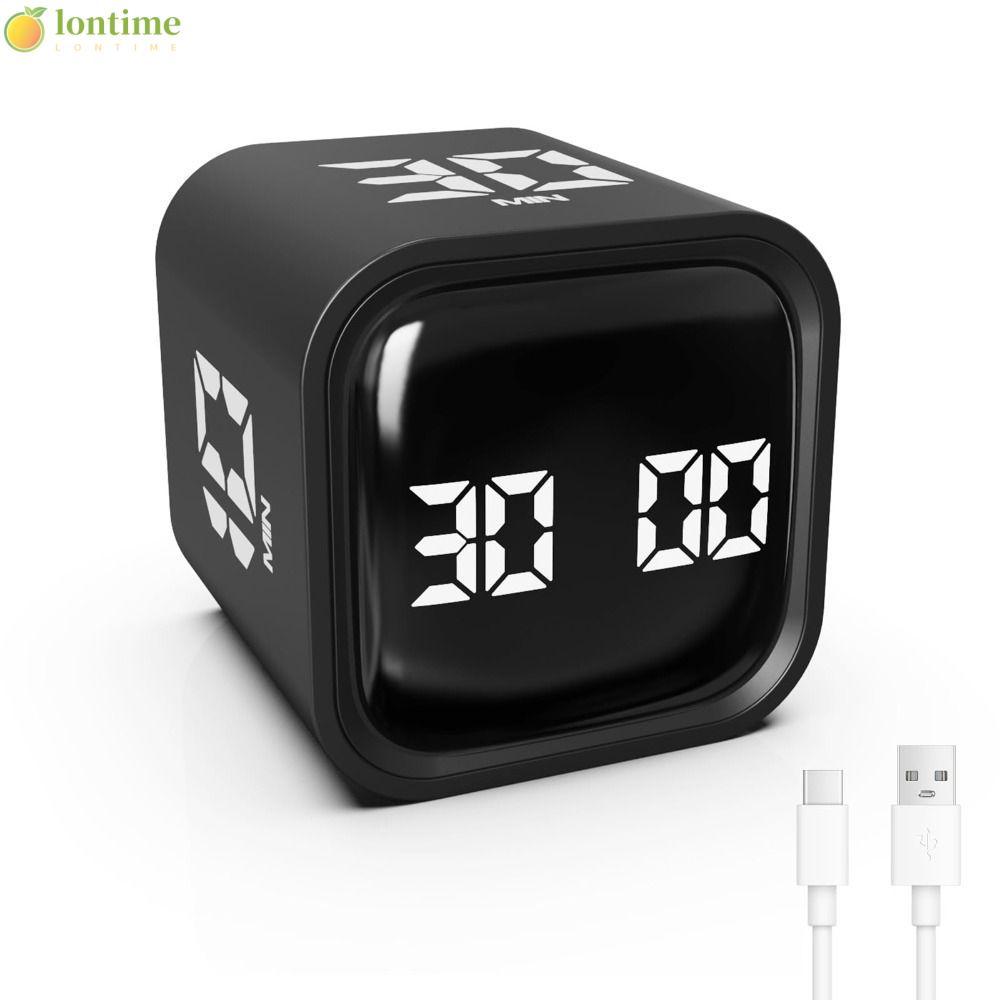 LONTIME Digital Cube Timer , 5/10/30/60min Temporizador Pomodoro Ajustável De 3 Volumes , Despertador De Temporização De