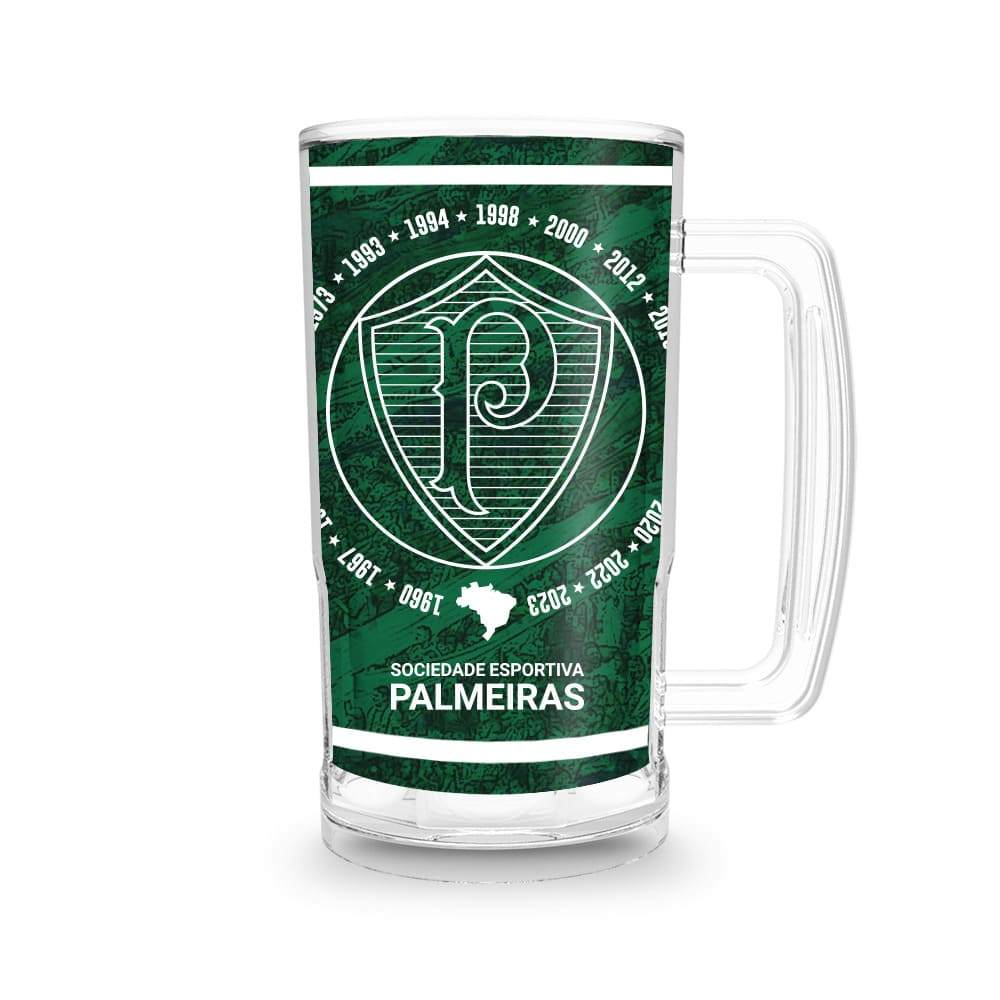 Copo Caneca de Chopp Cerveja Personalizada Palmeira Verde 450ml Helsim Policarbonato Parede Dupla