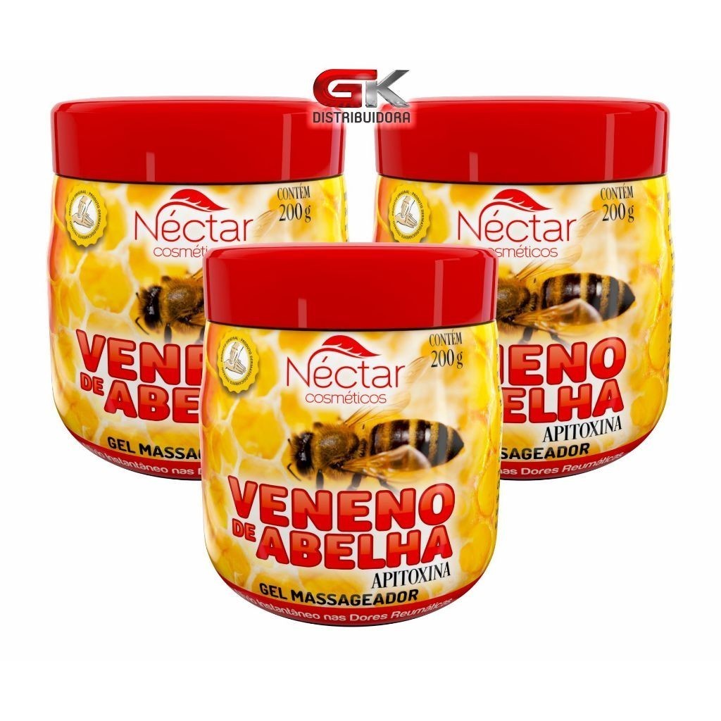 Kit 3 Gel Massageador Abelha Nectar Cosméticos 200mL