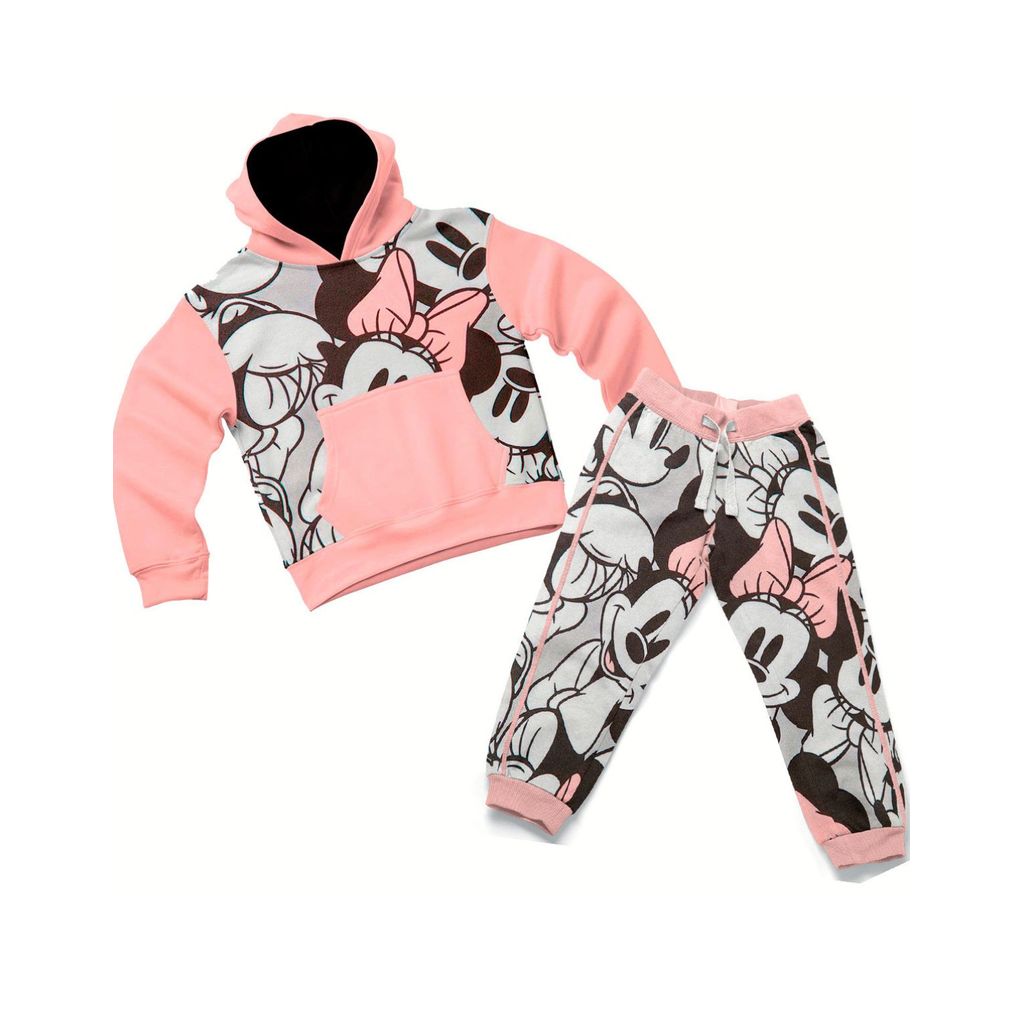 Conjunto Moletom Infantil Feminino Peluciado Estampado Com Capuz Roupa De Frio Confortável e Quentinha