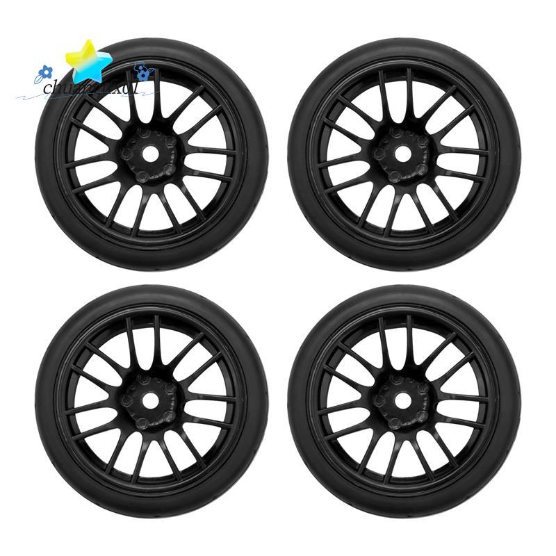 [Promover C] 4 Unidades 1/10 Pneu De Borracha Rc Pneus De Carro De Corrida No Aro Da Roda De Estrada Adequado Para Peça