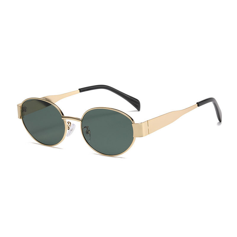Óculos de sol ao ar livre óculos de sol da moda viagem Oval Metal óculos de sol High-End moda guarda-sol pg574