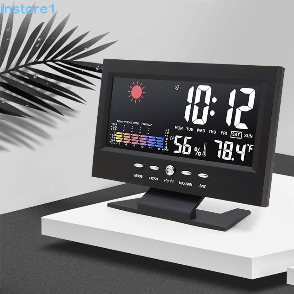 INSTORE LED Relógio Meteorológico , Despertador Eletrônico Com Tela Colorida De Calendário Perpétuo , Luz De Fundo