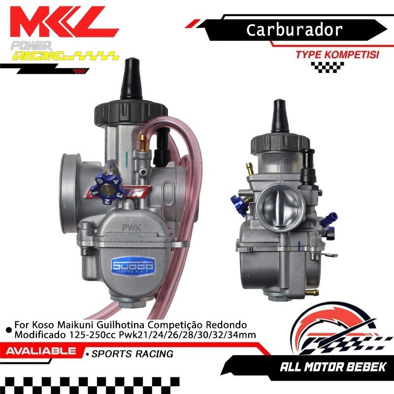 Carburador Koso Maikuni Guilhotina Competição Redondo Modificado 125-250cc Pwk21/24/26/28/30/32/34mm