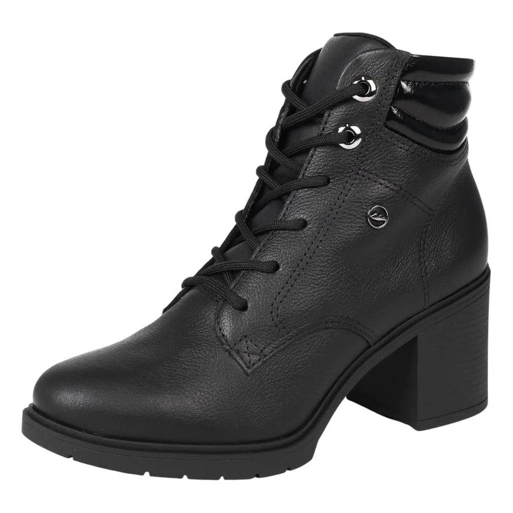 Bota Coturno Feminina Couro Salto Bloco Confortavel Dakota