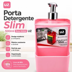 Porta Detergente Slim 500ml Rosa Sólido UZ