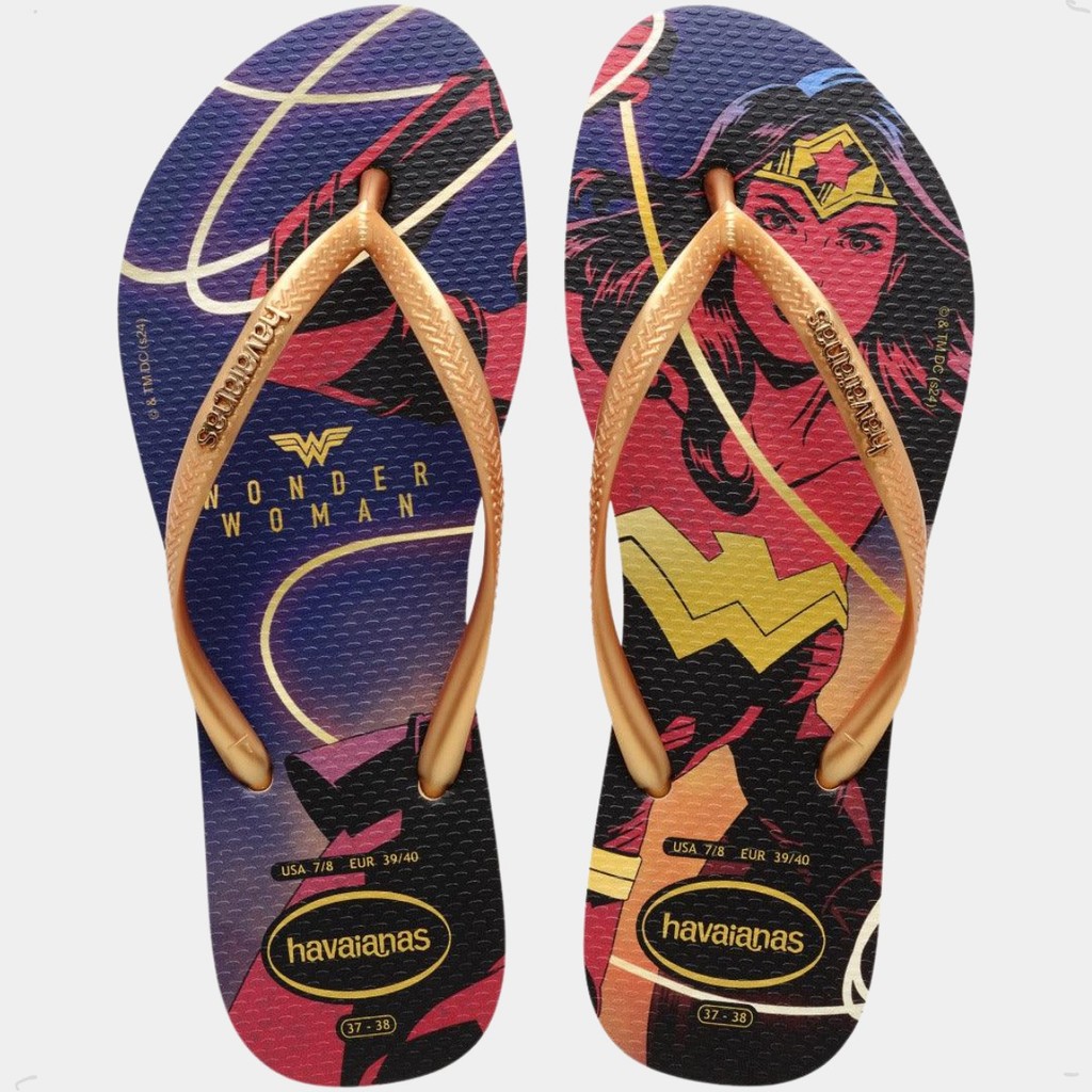 Chinelo Havaianas Slim Mulher Maravilha Feminino Original Wonder Woman Casual Geek