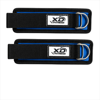Puxador De Perna Profissional Glúteo Croosover Com Apoio (par) Preto e Azul