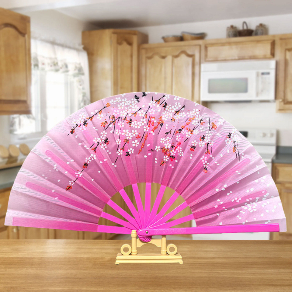 32cm abertura fechamento suave dança dobrável ventilador flor de cerejeira borboleta ventilador Tai Chi Kung Fu fã dança