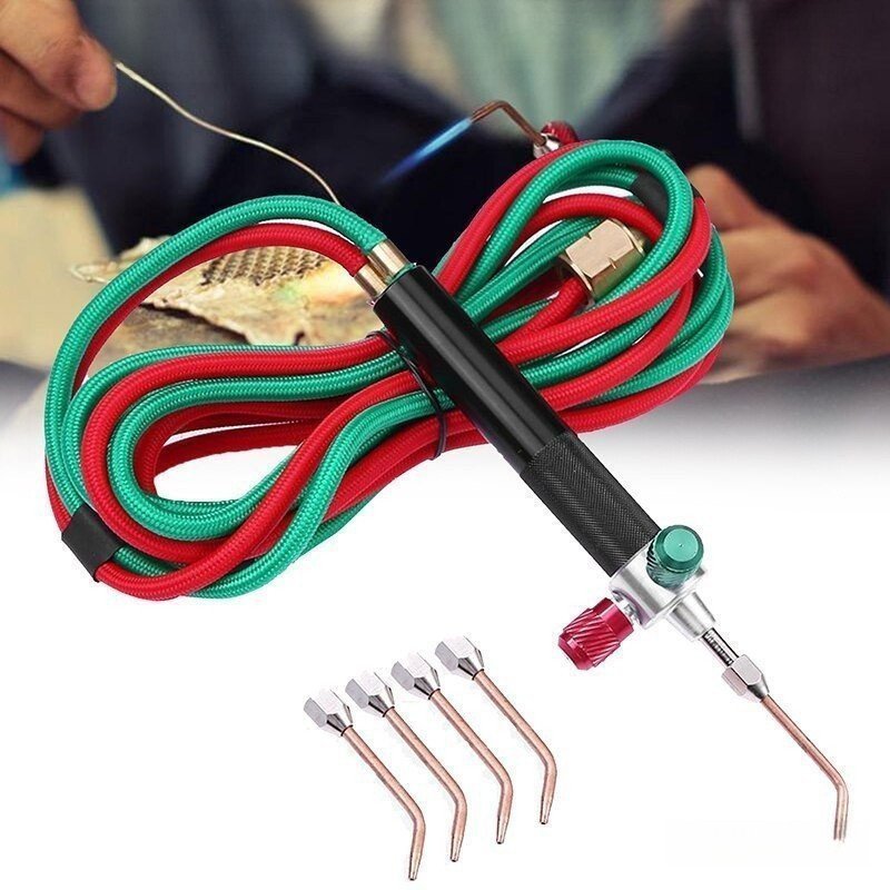 Kit de Mini Tocha de Solda com 5 Pontas, Máquina de Joalheria, Tocha a Propano, Ferramenta de Oxigênio e Acetileno