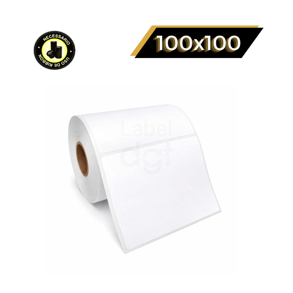 Etiqueta Couche 100x100mm sem Serrilha Branca Zebra Argox Elgin Ribbon Impressora Termica Ecommerce
