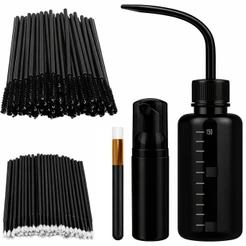 Kit Pump Pisseta Pincel Escovinha e Microbrush - Kit Limpeza Cilios Extensão Profissional Black