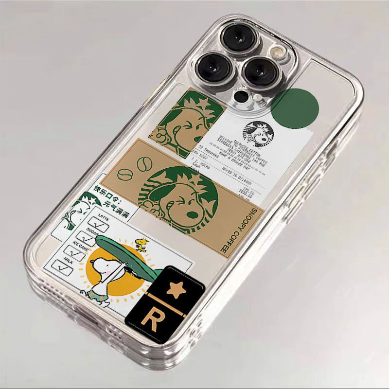Detalhes do Capinha Capa Para iPhone XR 11 12 13 14 15 16 17 PRO MAX 14 15 16 PLUS Transparente À Prova de Choque Café Snoopy