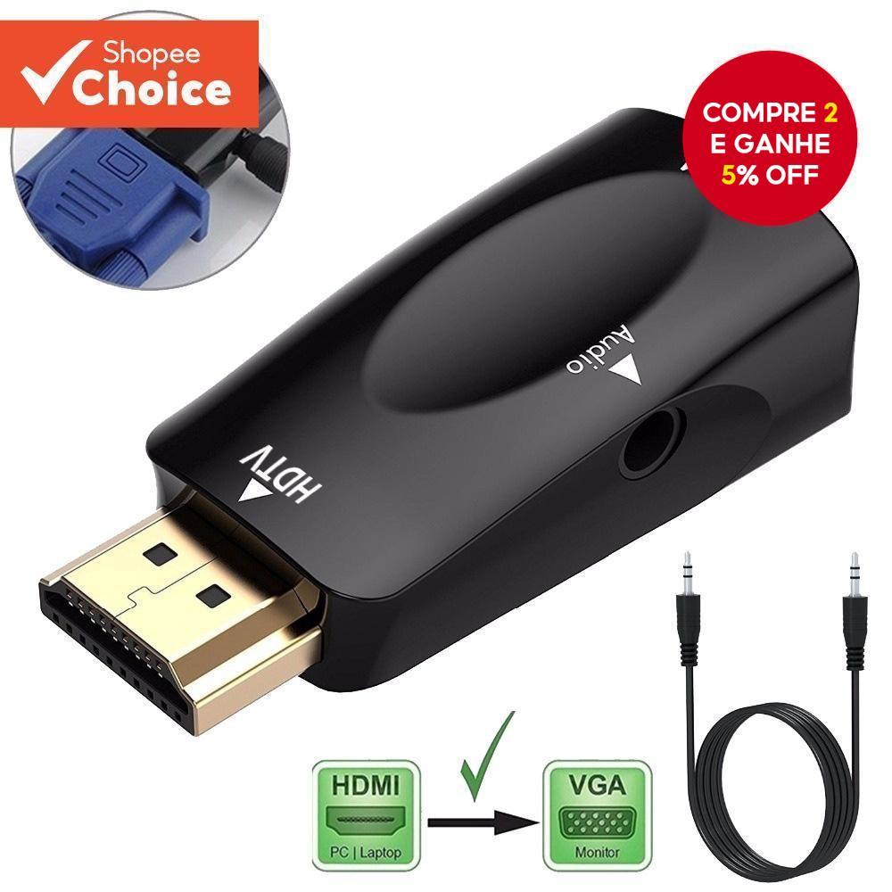 Adaptador HDMI Para VGA 1080P Conversor De Áudio Digital Vídeo Analógico Xbox360 PC Portátil Projetor De TV Box Aitemi
