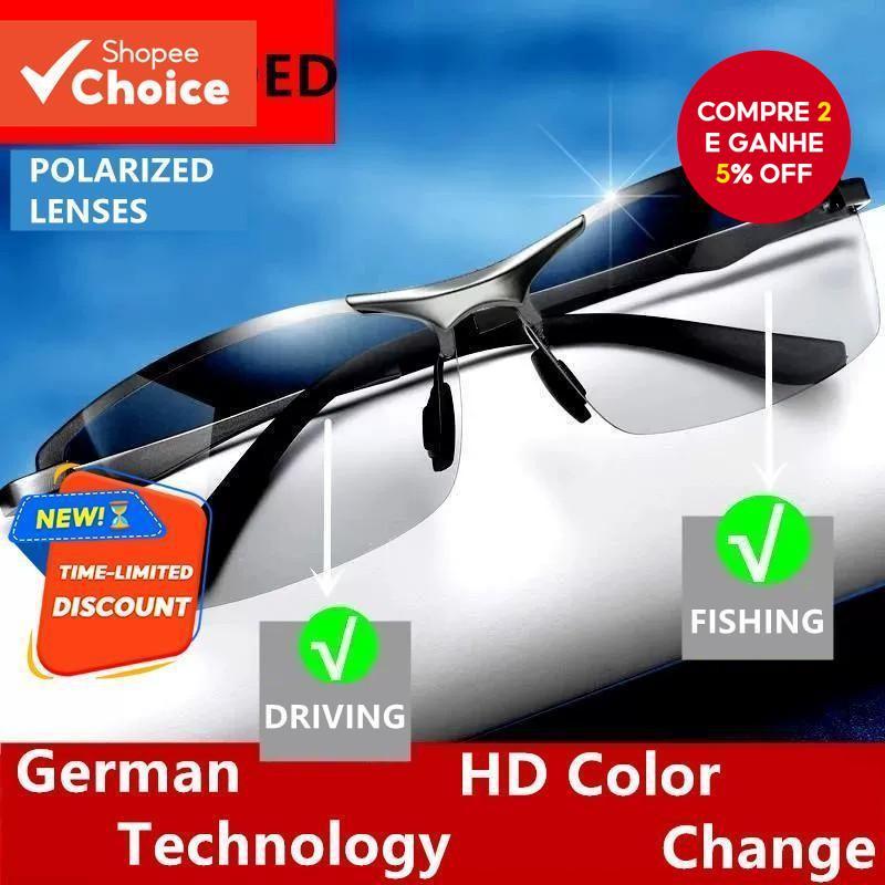 Óculos De Sol Fotocromáticos Polarizados Masculinos Para Pesca/Condução-Adaptável Com Luz Automática Uso Diurno E Noturn