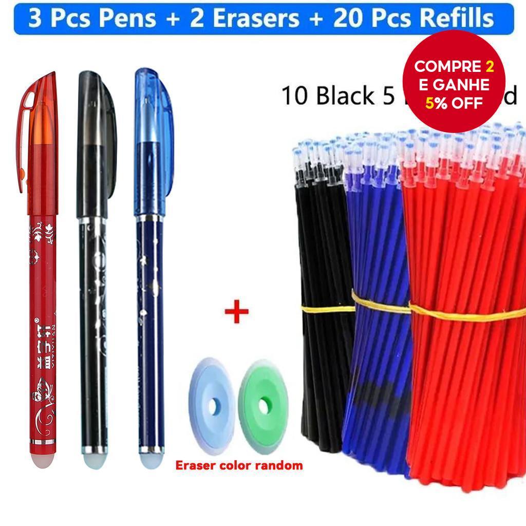 Conjunto De Canetas De Gel Apagáveis , 25 Peças , Esferográfica De Tinta Preta/Azul Para Material De Papelaria Escrita D