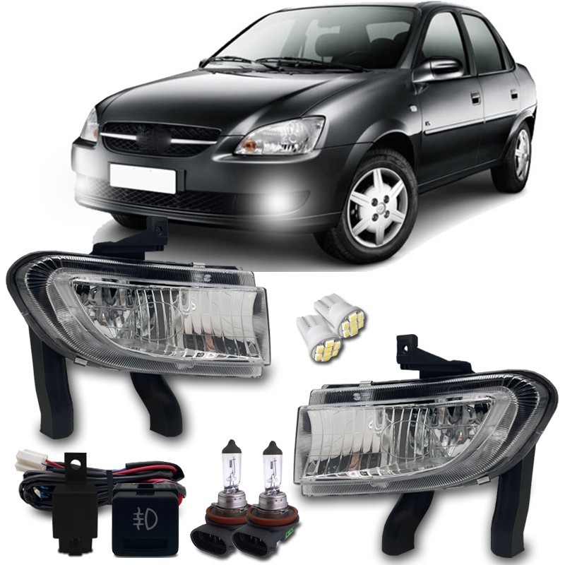 Kit Farol Milha Novo Corsa Classic 2010 2011 2012 2013 Com Lampadas