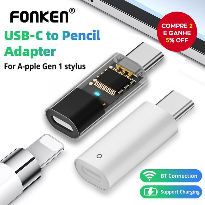 Adaptador Fonken USB C Stylus Para Apple Pencil 1a Geração Suporta Emparelhament