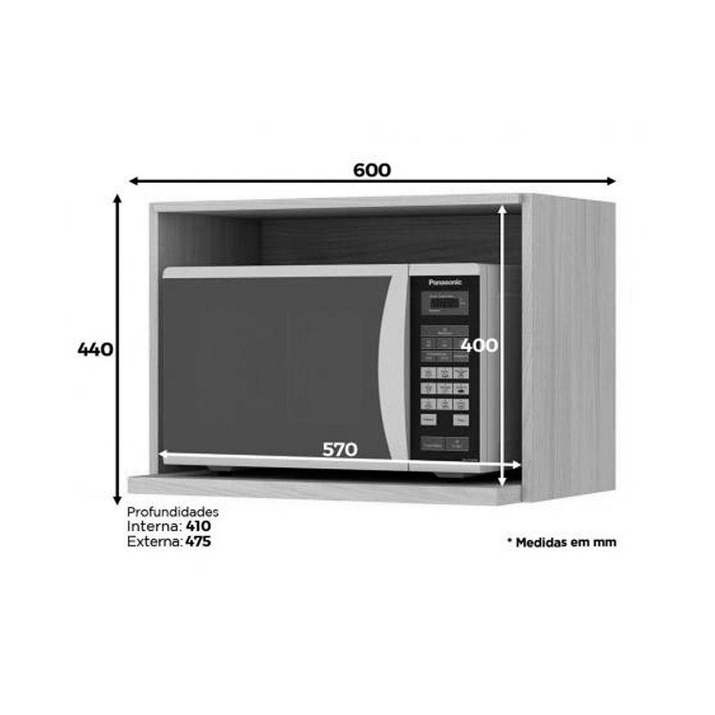 Módulo Cozinha Henn Americana Suporte Nicho p/Microondas Connect 60x44cm Duna-Henn — imagem 2 de 2