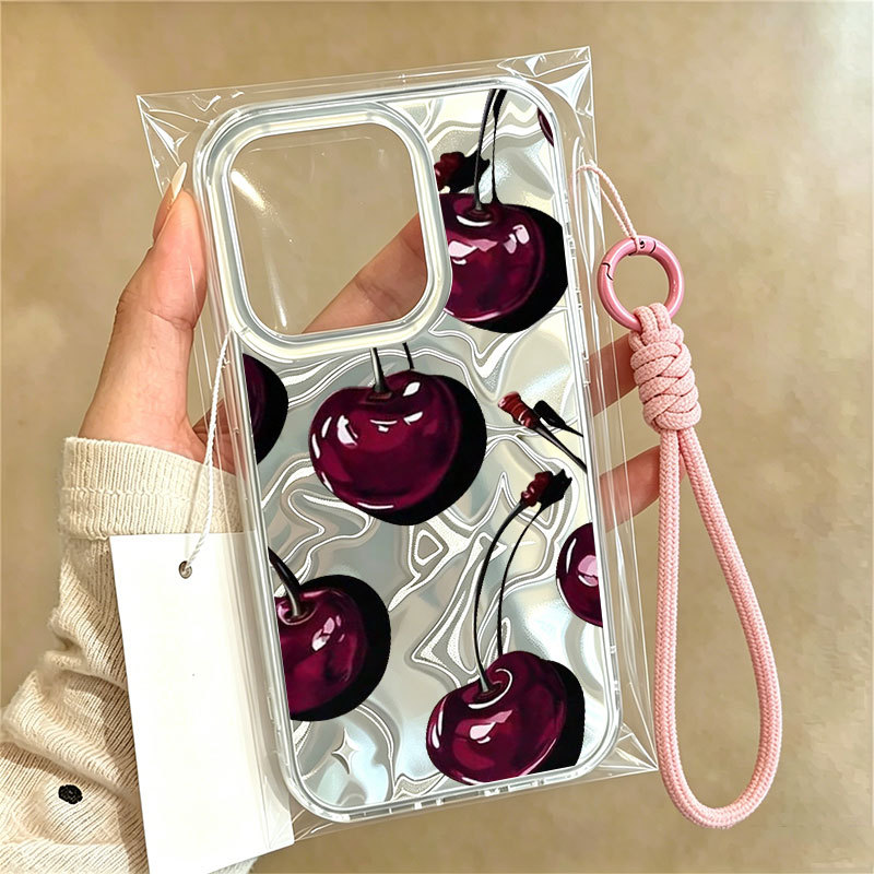Capa Para Samsung S24 Plus S23 FE S23 Ultra S21 S22 S20 A56 A55 A54 A16 A15 A35 design Cereja Ondulação Brilho De Telefo