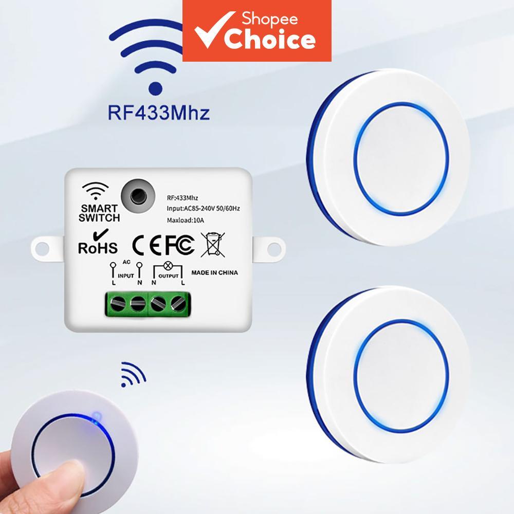 Interruptor de Luz de Controle Remoto Sem Fio RF 433MHz 220V 110V 10A Mini Receptor de Relé Interruptor de Parede com
