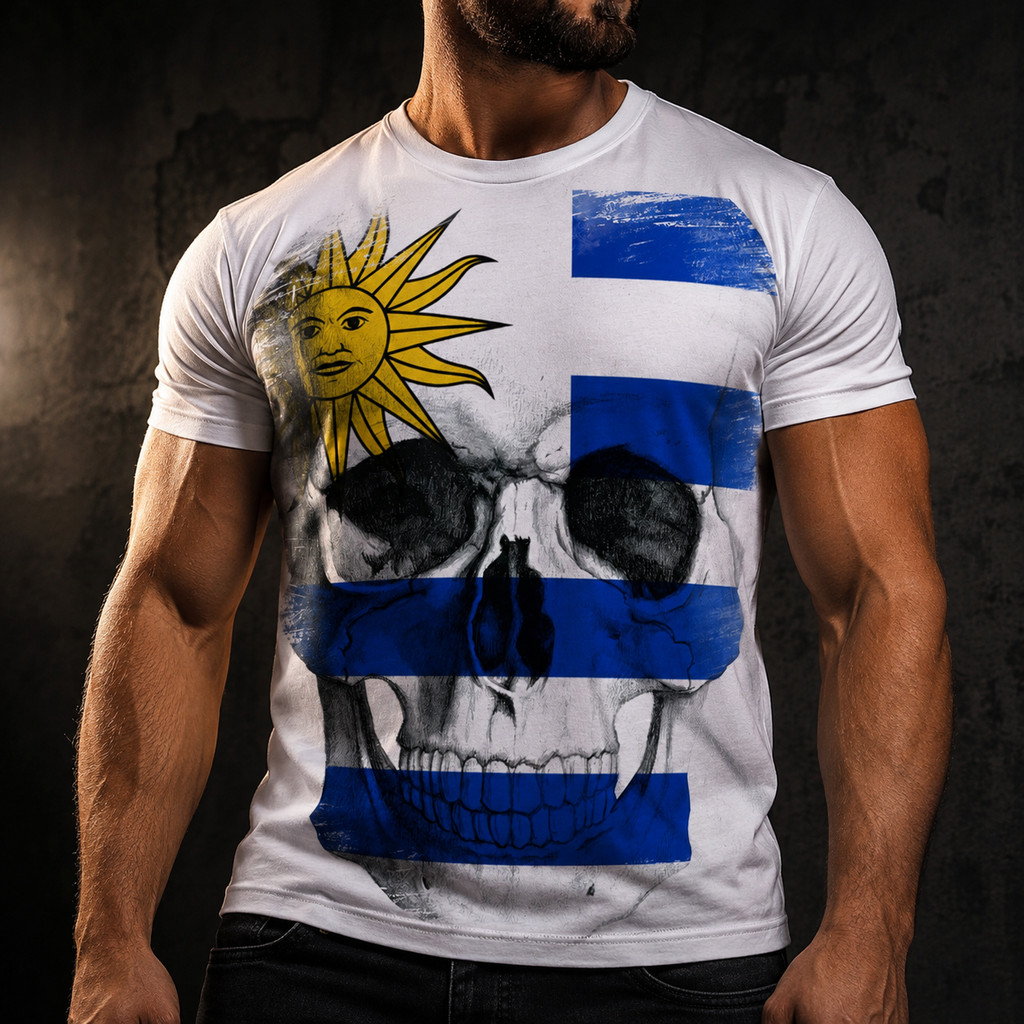 Camisa Camiseta Masculina Caveira Uruguai 2