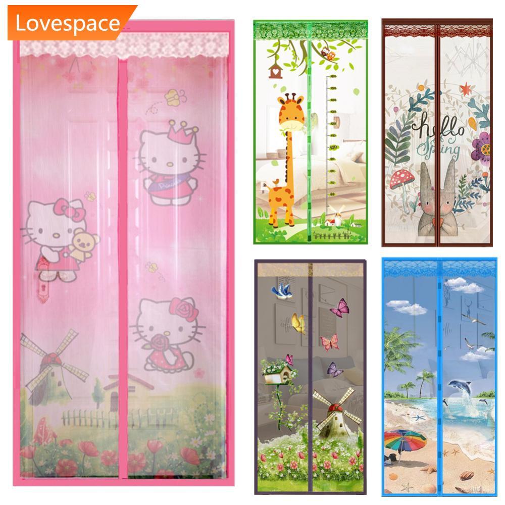 LS-STORE Cortina De Porta De Tela Magnética De Desenho Animado AntiMosquito Inseto Fly Bug Ventilação Doméstica Para Coz
