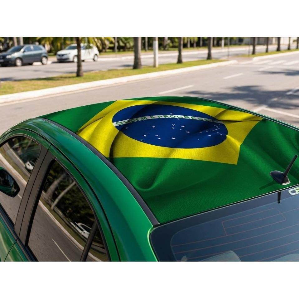Adesivo Tuning Carro Bandeira Do Brasil Envelopamento Teto 1Mx58CM