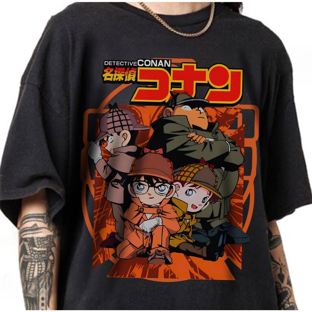 Camiseta Masculina Feminina Estampa Detective Conan Personagens Principais T-shirt Unissex Streetwear Premium Algodão