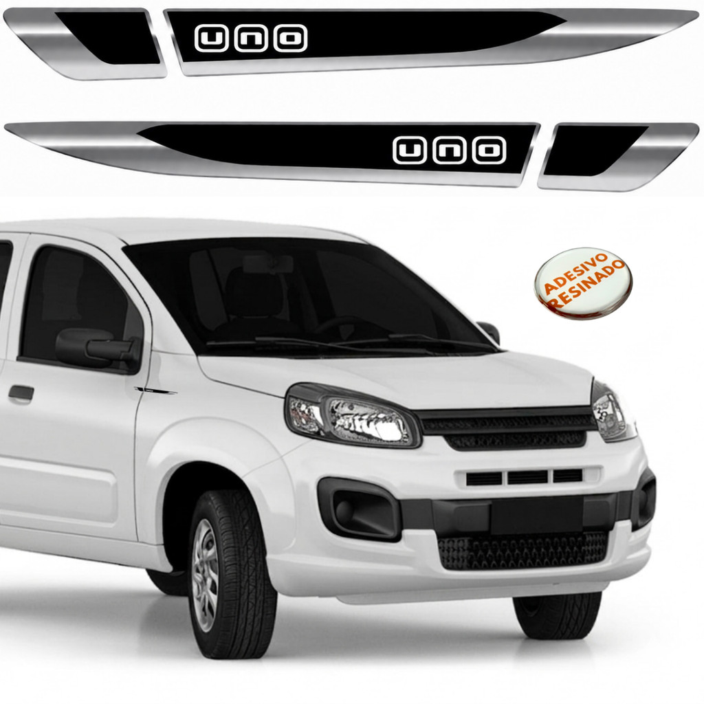 Par Aplique Lateral Paralama Resinado Fiat Novo Uno Vivace Way Drive 2010 á 2023