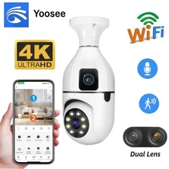 Câmera Dupla-lentes 8MP 4K Wifi Lâmpada Segurança – Visão Panorâmica 360° HD para Interior e Exterior YOOSEE