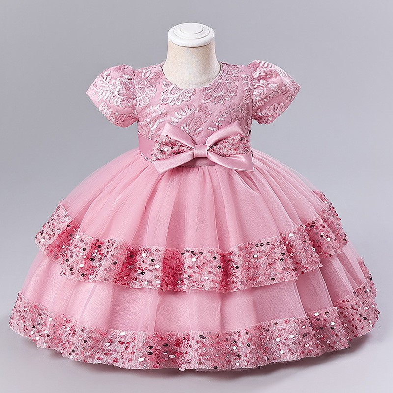Vestido Princesa Infantil com Paetês – Vestido de Festa Luxo para Daminha Casamento e Aniversário