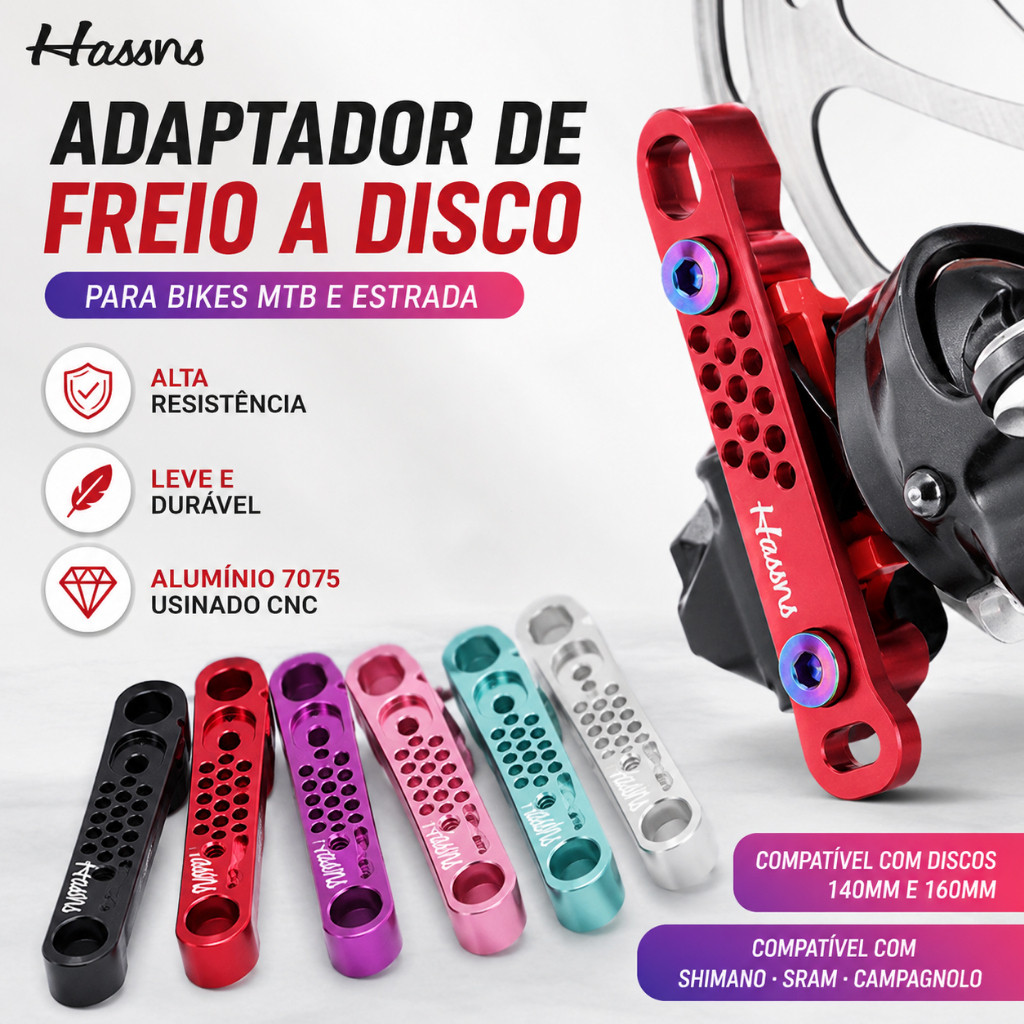 HASSNS Adaptador Freio Disco Bike MTB Estrada 140 160mm Alumínio 7075 CNC Leve Shimano SRAM Campagnolo Alta Resistência