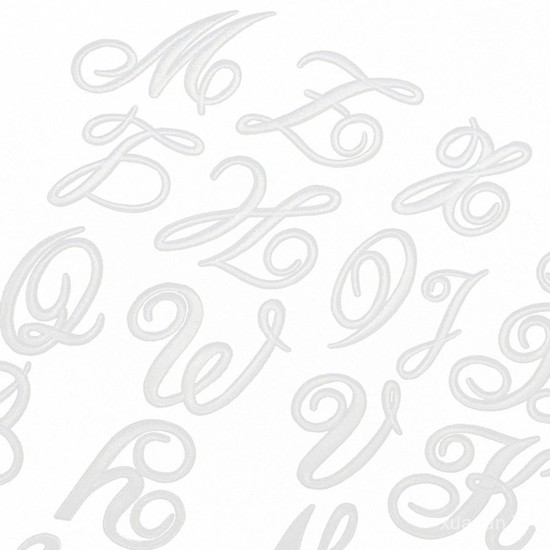 Patches bordados, patches adesivos termocolantes com letras inglesas brancas, patches de tecido para emblemas, conjunto