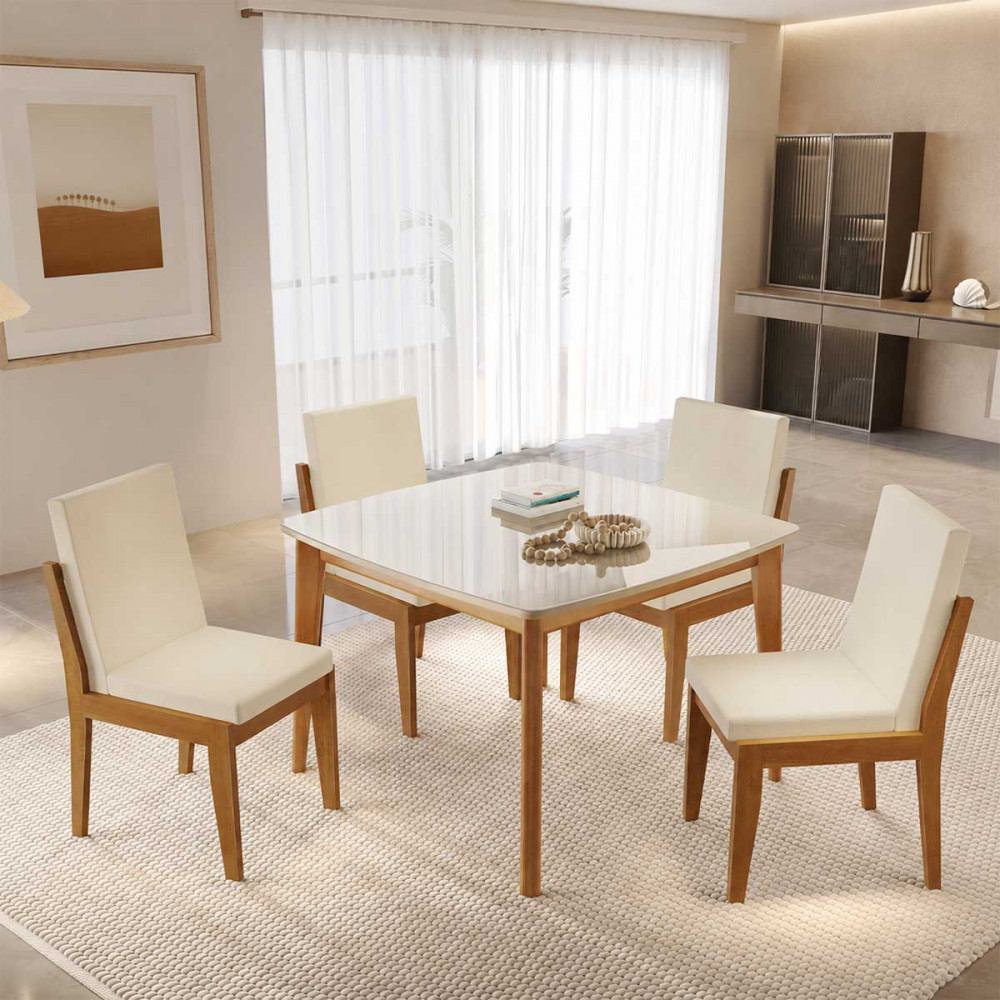 Conjunto Mesa Condessa 109x109 4 Cadeiras Lady