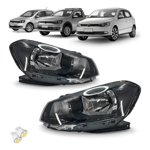 Par Farol Gol G6 13 2014 2015 2016 Foco Simples Mascara Negra