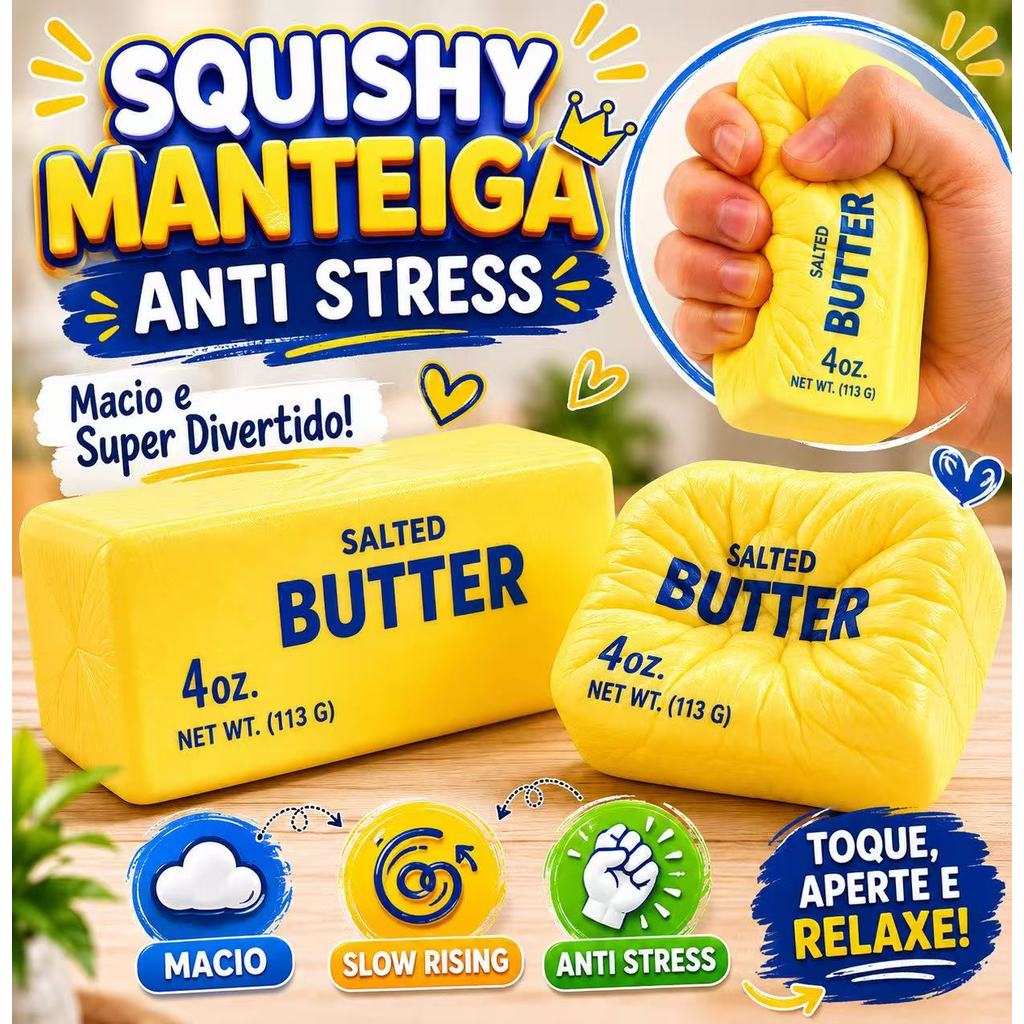 Squishy Manteiga Anti Stress Slow Rising Brinquedo Sensorial Macio Alívio de Estresse e Ansiedade