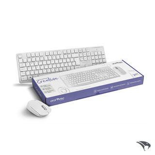Kit Teclado e Mouse Sem Fio Viper Pro Office VO204 Conexao Wireless Slim Branco Clean