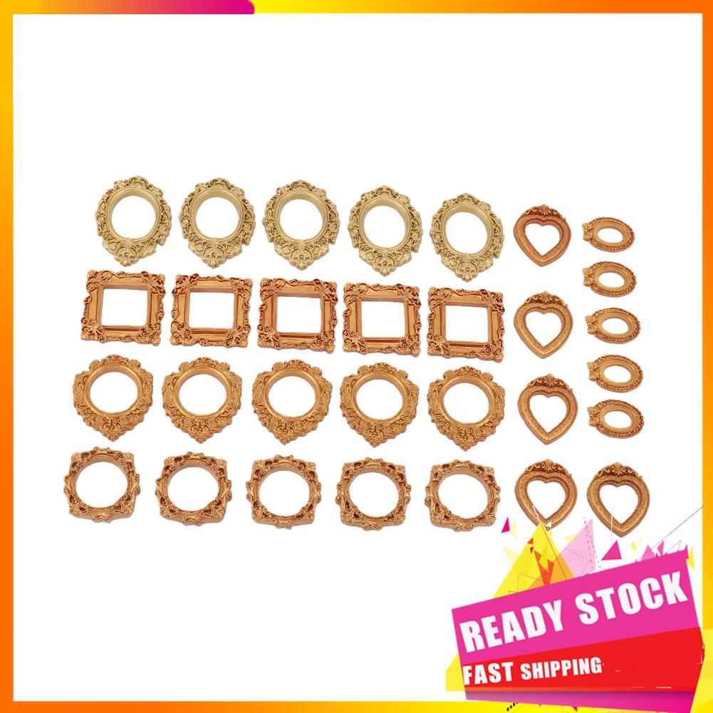 Gfgfgfgg Moldura de resina retrô mini antiga, 6 estilos, pequena moldura vintage, barroca, minúscula para exibição de