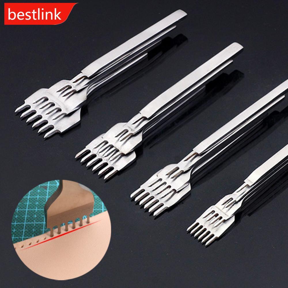 BESTLINK 1/2/4/6 Pinos 3 5/6mm Espaçamento Perfurador Ferramenta Metal Couro Cinzel Buraco De Costura Diamante Picar Fer