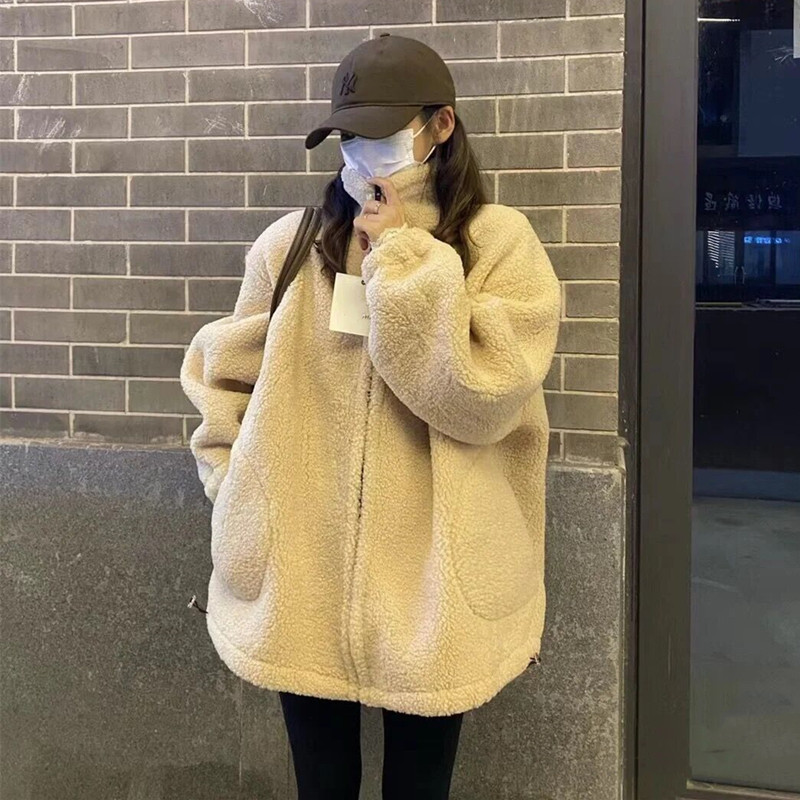 Casaco de lã de cordeiro feminino pelúcia outono inverno engrossado pele partículas de uma peça pele de lã de cordeiro 2