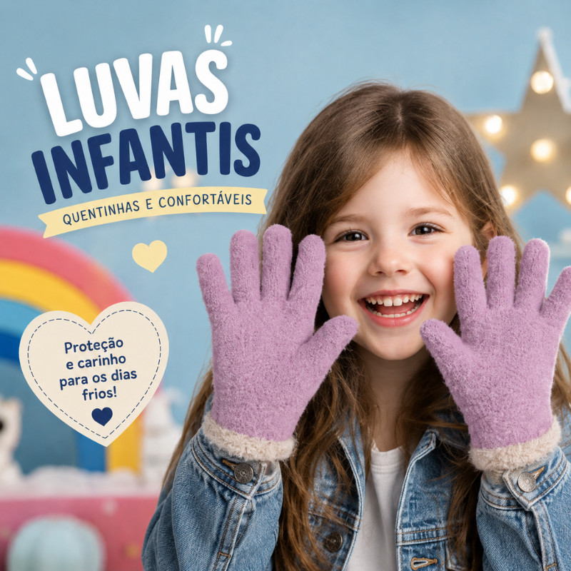 Luva Infantil - Peluciada Quentinha Estilosa e Confortável para Frio