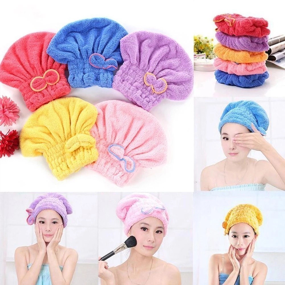 Toucas Mágicas Para Secar Cabelo – Touca de Banho em Microfibra Super Absorvente/ Macia e Secagem Rápida