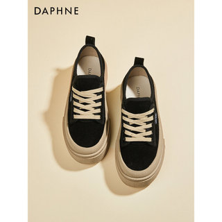 Daphne preto tênis sapatos femininos 2026 novo estilo plataforma de couro genuíno outono sapatos de lona plataforma espo