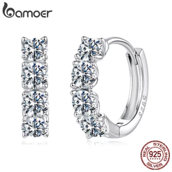 Brincos De Moissanite De Prata Esterlina 925 Bamoer 0.1ct Brilho Joias Da Moda Para Presente Feminino